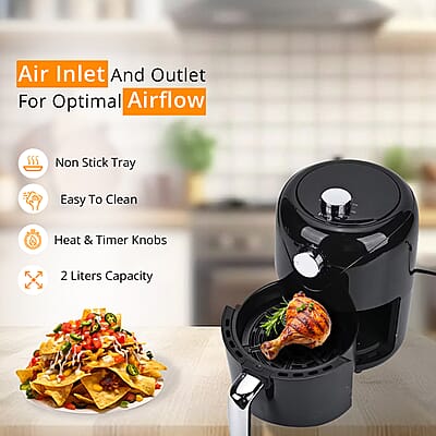 Homesmart Non-stick Compact Air Fryer with Frying Plate 2L (700w, 120v)