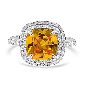 Simulated Yellow and White Diamond 9.62 ctw Ring in Rhodium Over Sterling Silver (Size 10)
