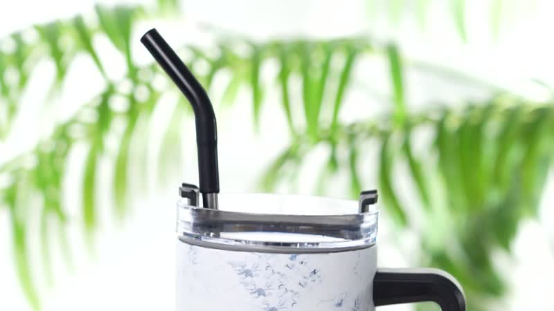 Marble Pattern Double Wall Stainless Steel Cup with Straw 40 oz