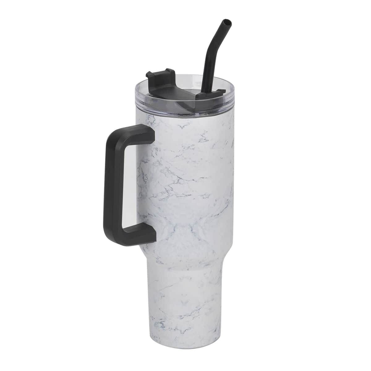 Marble Pattern Double Wall Stainless Steel Cup with Straw 40 oz image number 2