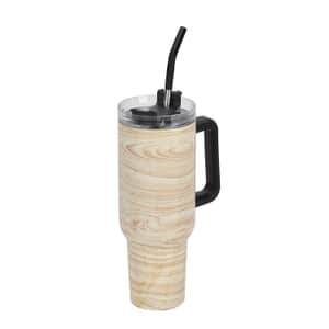 Marble Pattern Double Wall Stainless Steel Cup with Straw 40 oz