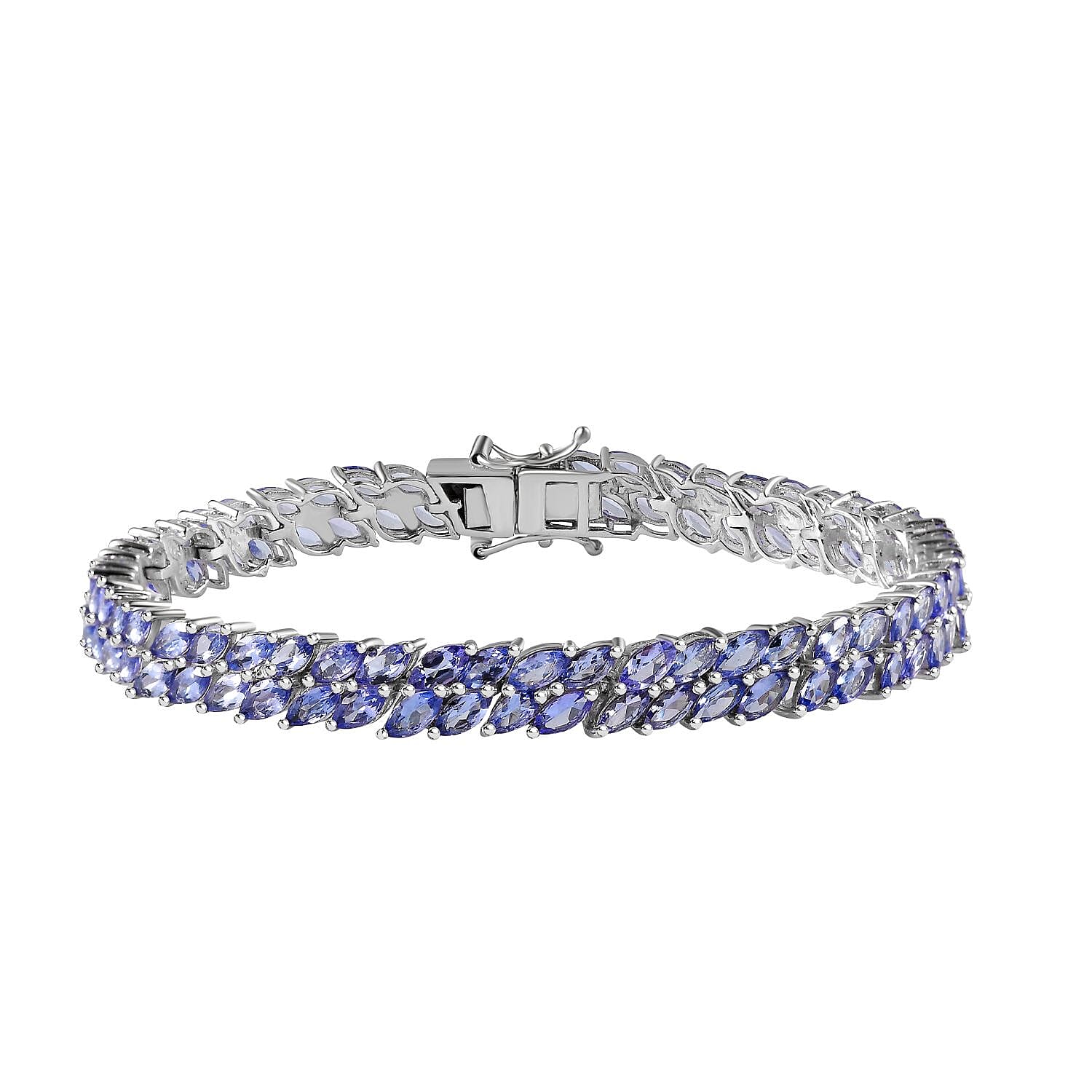 Tanzanite 14.00 ctw Bracelet in Rhodium Over Sterling Silver (7.50 In)