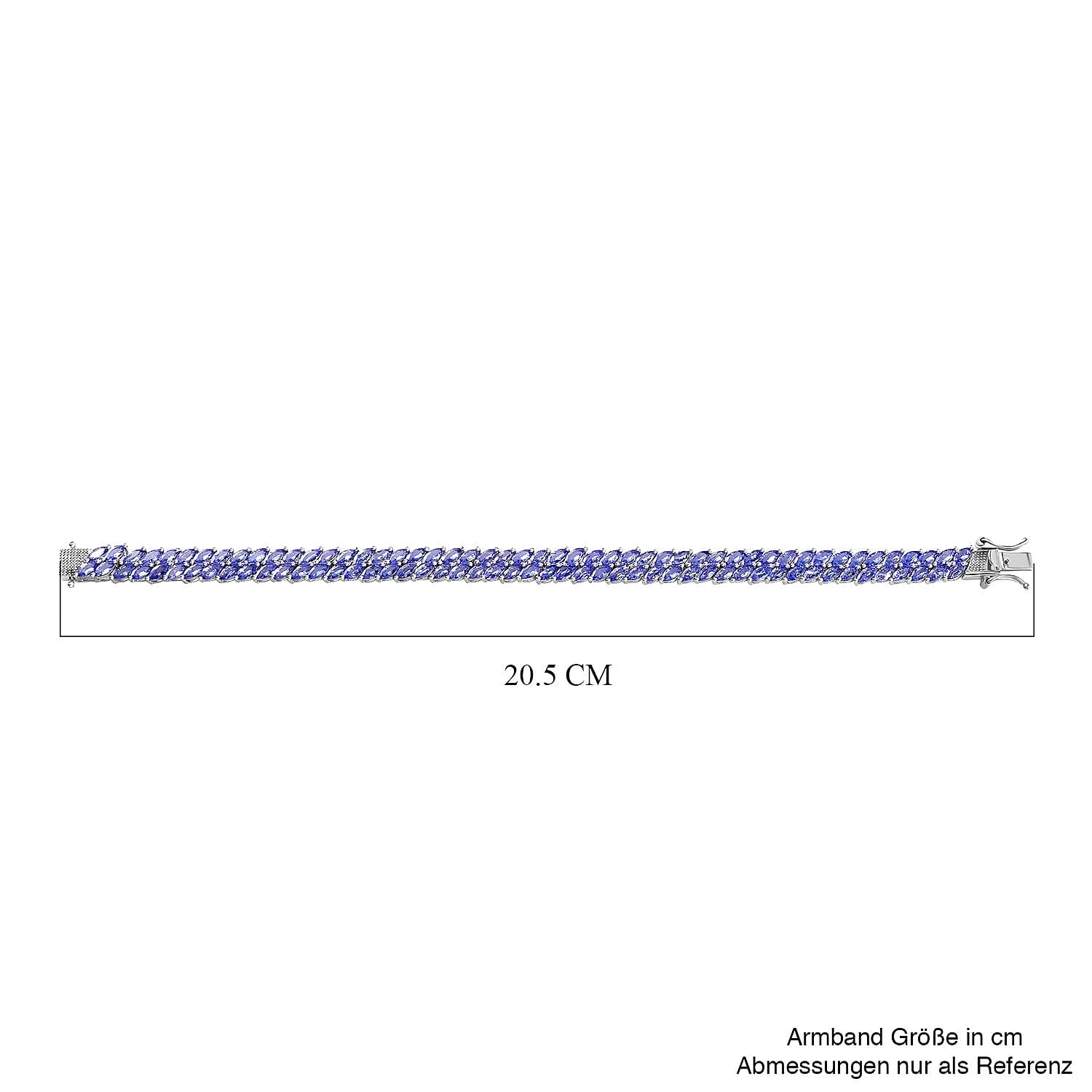 Tanzanite 14.00 ctw Bracelet in Rhodium Over Sterling Silver (7.50 In)