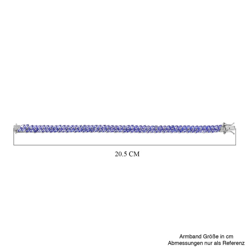 Tanzanite 14.00 ctw Bracelet in Rhodium Over Sterling Silver (7.50 In)