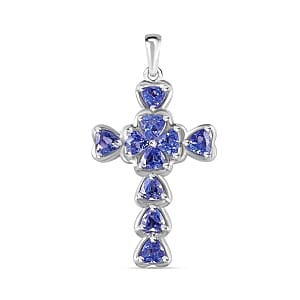 Tanzanite 1.05 ctw Pendant in Rhodium Over Sterling Silver