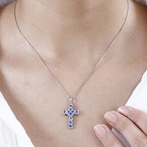 Tanzanite 1.05 ctw Pendant in Rhodium Over Sterling Silver