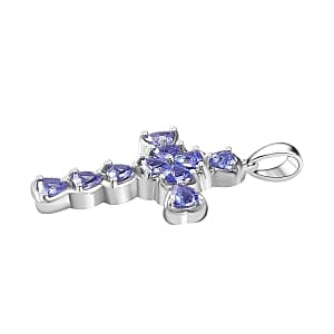Tanzanite 1.05 ctw Pendant in Rhodium Over Sterling Silver
