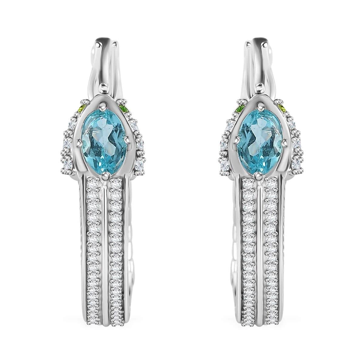 GP Trionfo Collection Betroka Blue Apatite and Multi Gemstone Earrings in Rhodium Over Sterling Silver 1.90 ctw image number 0