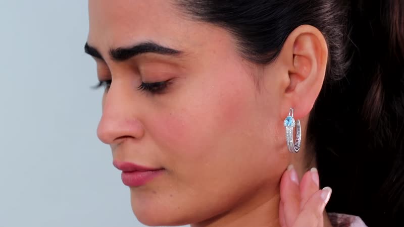 GP Trionfo Collection Betroka Blue Apatite and Multi Gemstone Earrings in Rhodium Over Sterling Silver 1.90 ctw