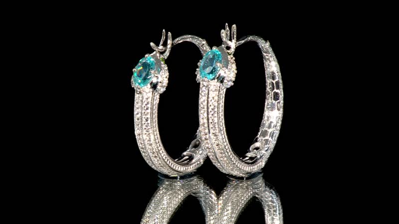 GP Trionfo Collection Betroka Blue Apatite and Multi Gemstone Earrings in Rhodium Over Sterling Silver 1.90 ctw