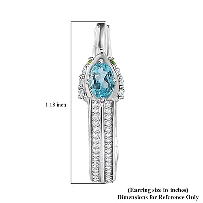 GP Trionfo Collection Betroka Blue Apatite and Multi Gemstone Earrings in Rhodium Over Sterling Silver 1.90 ctw