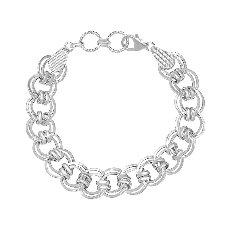 Sterling Silver Link Chain Bracelet (7.25-8.25In) 16.60 Grams