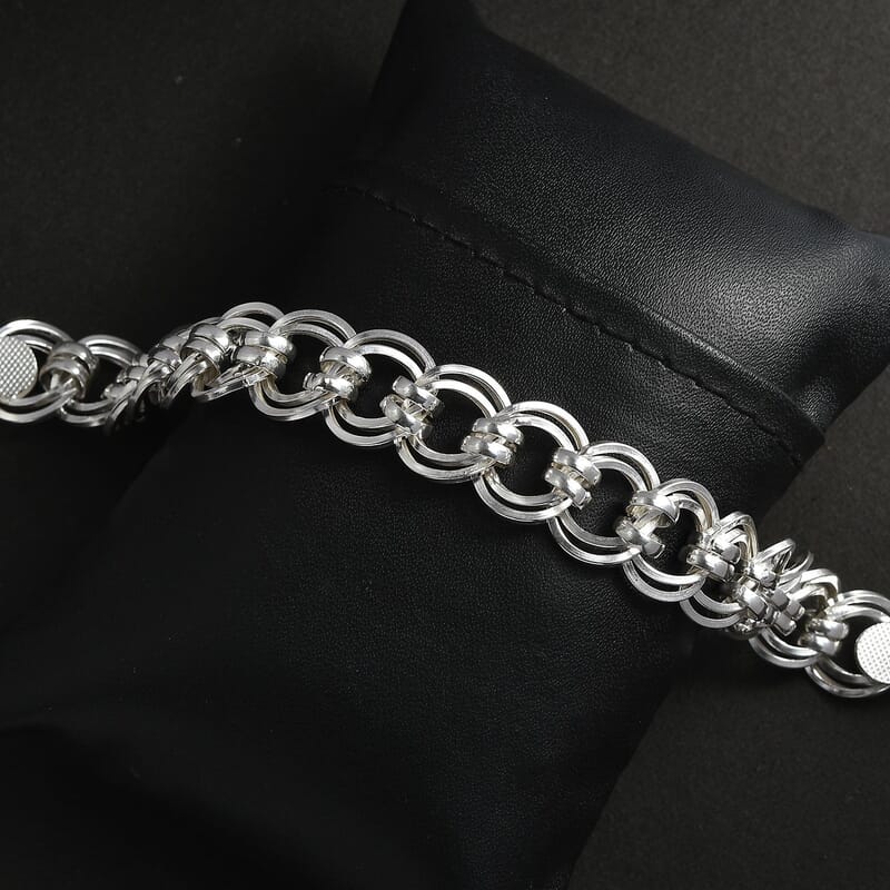 Sterling Silver Link Chain Bracelet (7.25-8.25In) 16.60 Grams