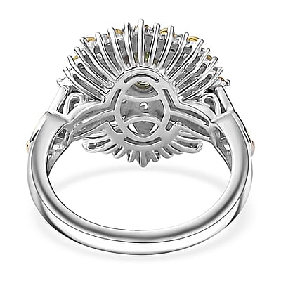 Brazilian Mint Garnet and Multi Gemstone Flower Ring in 18K Vermeil YG and Rhodium Over Sterling Silver (Size 5.0) 1.25 ctw