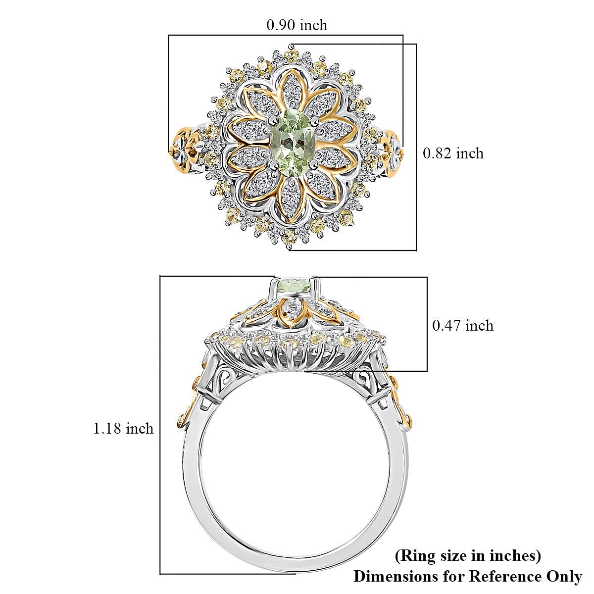 Brazilian Mint Garnet and Multi Gemstone Flower Ring in 18K Vermeil YG and Rhodium Over Sterling Silver (Size 5.0) 1.25 ctw