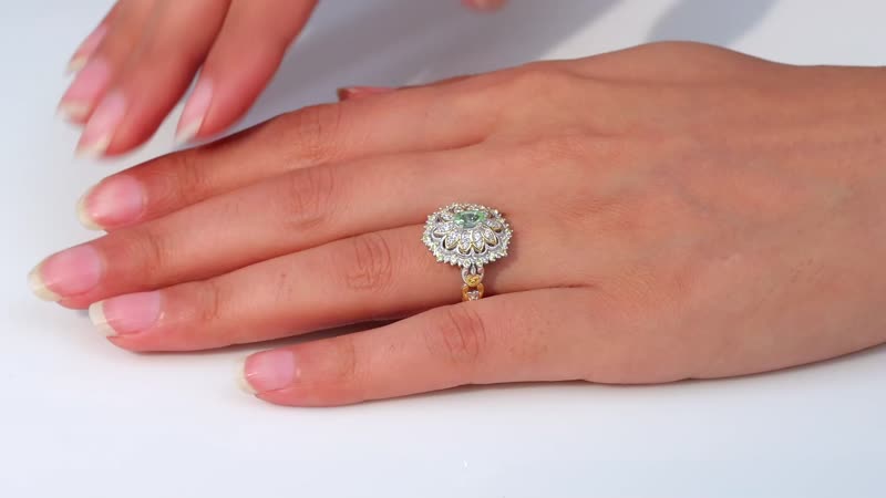 Brazilian Mint Garnet, Multi Gemstone Ring in 18K Vermeil YG and Rhodium Over Sterling Silver (Size 7.0) 1.25 ctw
