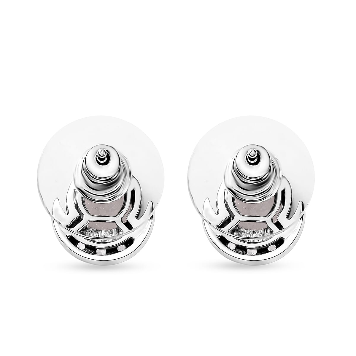 Moon Glow Moonstone and White Zircon Half Moon Earrings in Rhodium Over Sterling Silver 2.00 ctw