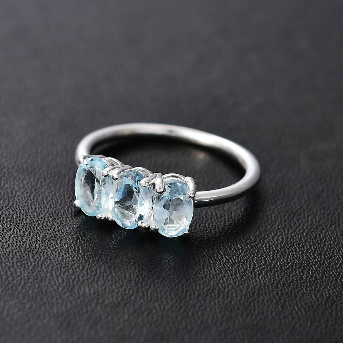 Sky Blue Topaz 3 Stone Ring in Sterling Silver (Size 7.0) 1.50 ctw image number 1