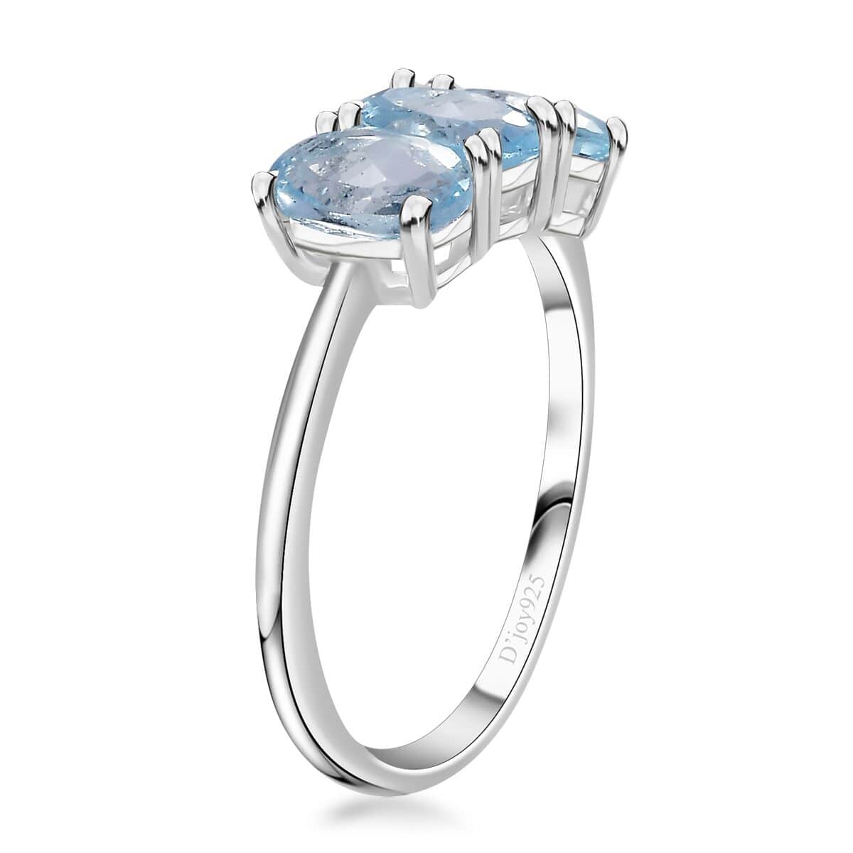 Sky Blue Topaz 3 Stone Ring in Sterling Silver (Size 7.0) 1.50 ctw image number 3