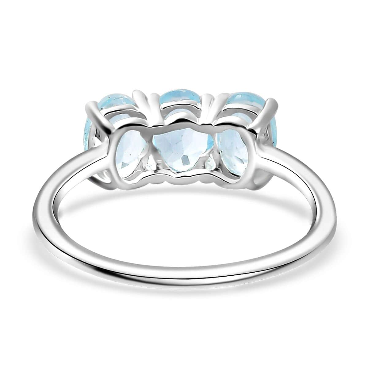 Sky Blue Topaz 3 Stone Ring in Sterling Silver (Size 7.0) 1.50 ctw image number 4