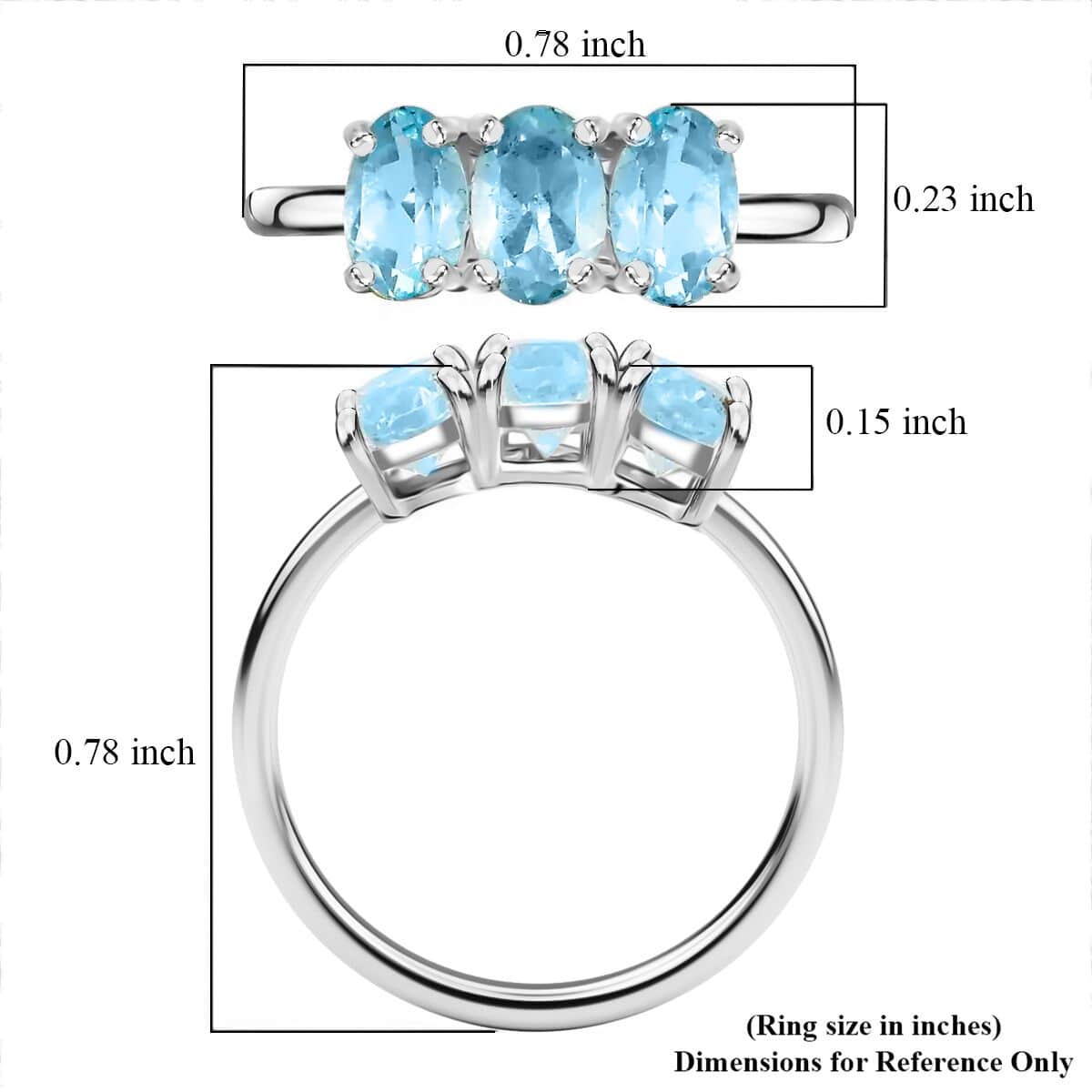 Sky Blue Topaz 3 Stone Ring in Sterling Silver (Size 7.0) 1.50 ctw image number 5
