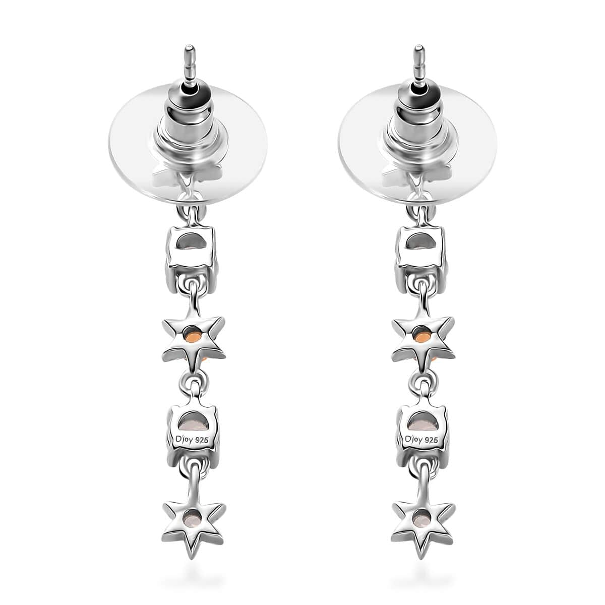 Moon Glow Moonstone and Multi Gemstone Celestial Earrings in Rhodium Over Sterling Silver 1.50 ctw image number 3