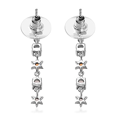 Moon Glow Moonstone and Multi Gemstone Celestial Earrings in Rhodium Over Sterling Silver 1.50 ctw