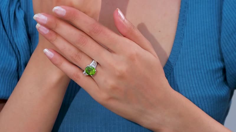 Epic Deal Peridot, Moissanite Ring in 18K Vermeil YG Over Sterling Silver (Size 6.0) 4.30 ctw