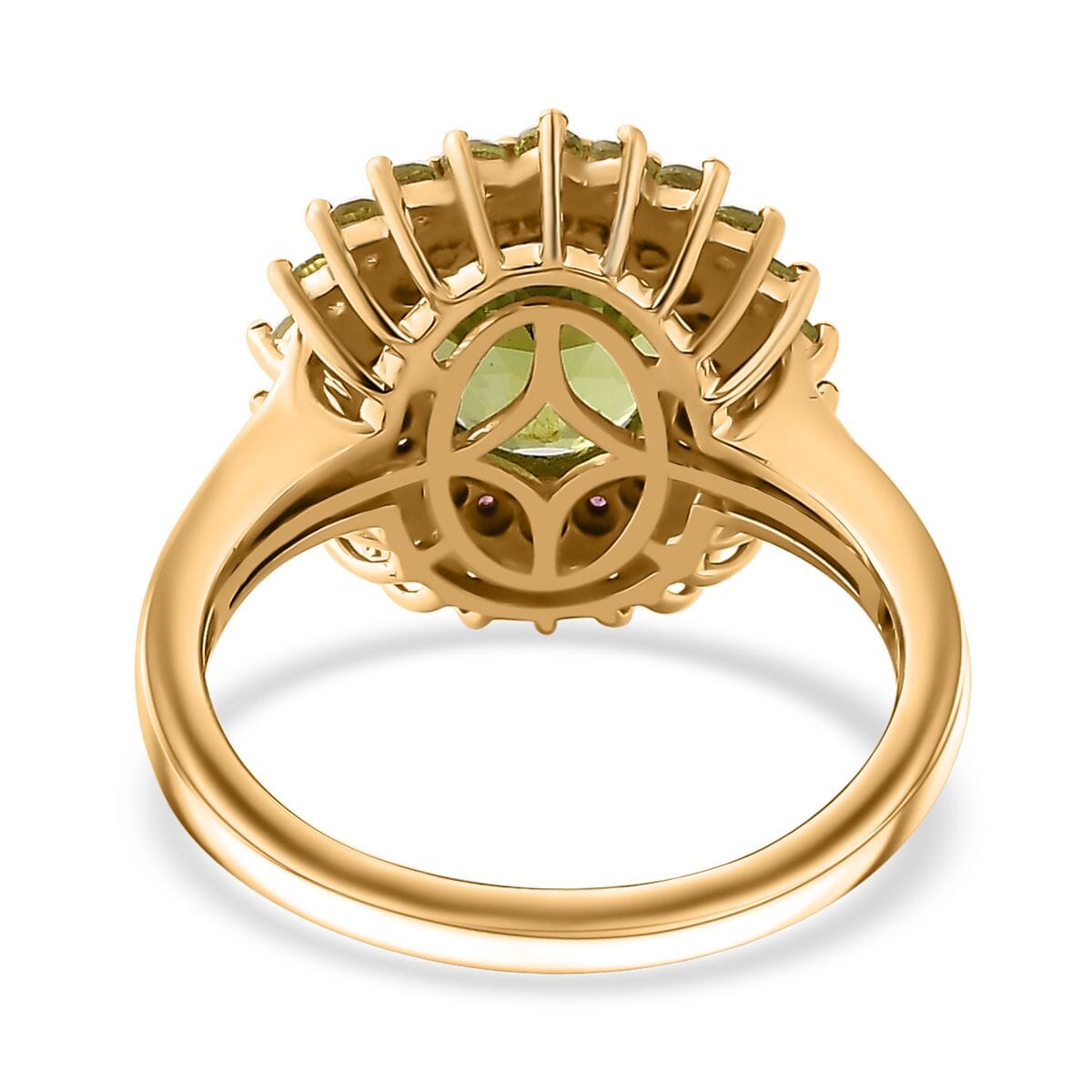 Hebei Peridot and Orissa Rhodolite Garnet Sunburst Ring in 18K Vermeil Yellow Gold Over Sterling Silver (Size 8.0) 3.90 ctw image number 4