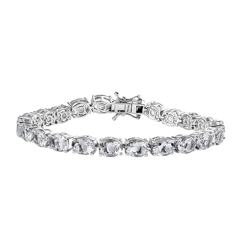 Brazilian Petalite and White Zircon Tennis Celestial Bracelet in Rhodium Over Sterling Silver (6.50 In) 18.00 ctw