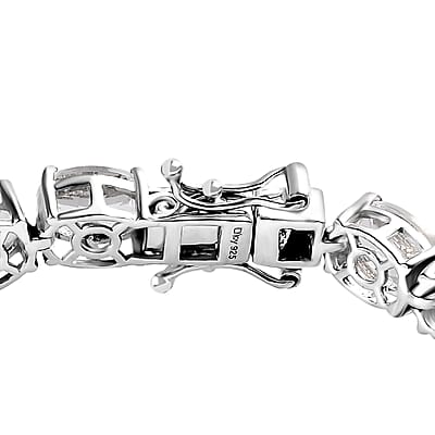 Brazilian Petalite and White Zircon Tennis Celestial Bracelet in Rhodium Over Sterling Silver (6.50 In) 18.00 ctw
