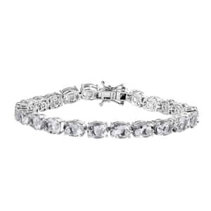 Brazilian Petalite and White Zircon Tennis Celestial Bracelet in Rhodium Over Sterling Silver (7.25 In) 19.80 ctw