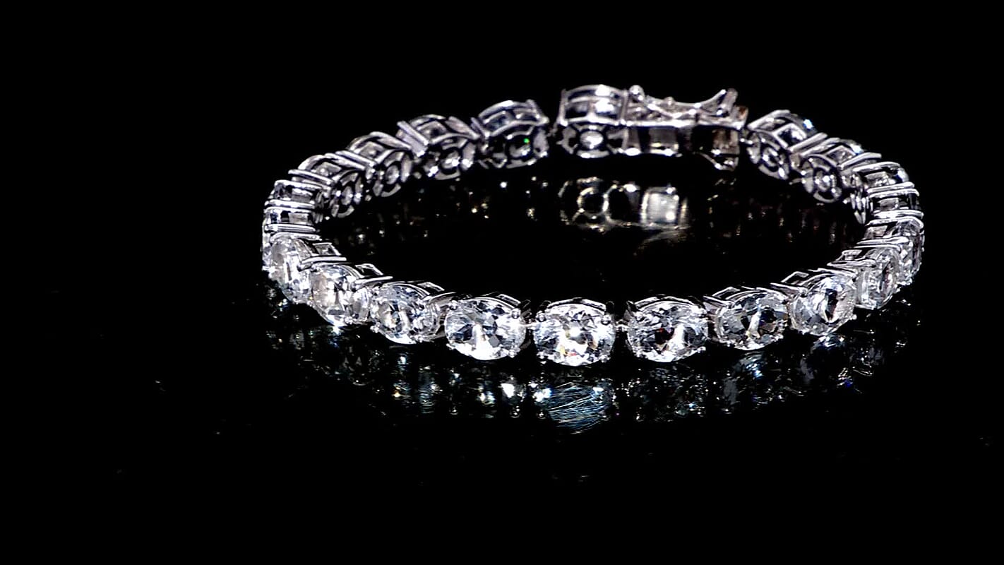 Epic Deal Brazilian Petalite, White Zircon Bracelet in Rhodium Over Sterling Silver (8.00 In) 21.75 ctw