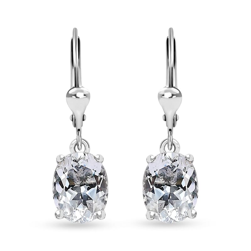 Brazilian Petalite Lever Back Earrings in Rhodium Over Sterling Silver 2.75 ctw