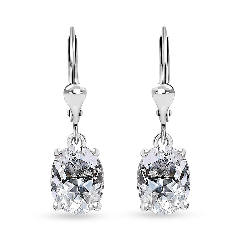 Brazilian Petalite Lever Back Earrings in Rhodium Over Sterling Silver 2.75 ctw