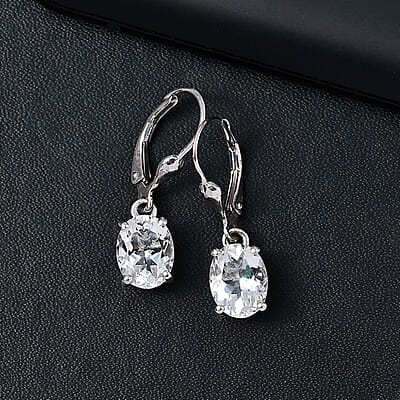 Brazilian Petalite Lever Back Earrings in Rhodium Over Sterling Silver 2.75 ctw