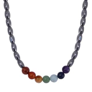 Seven Chakra Terahertz Beaded Necklace 20 Inches in Rhodium Over Sterling Silver 210.00 ctw