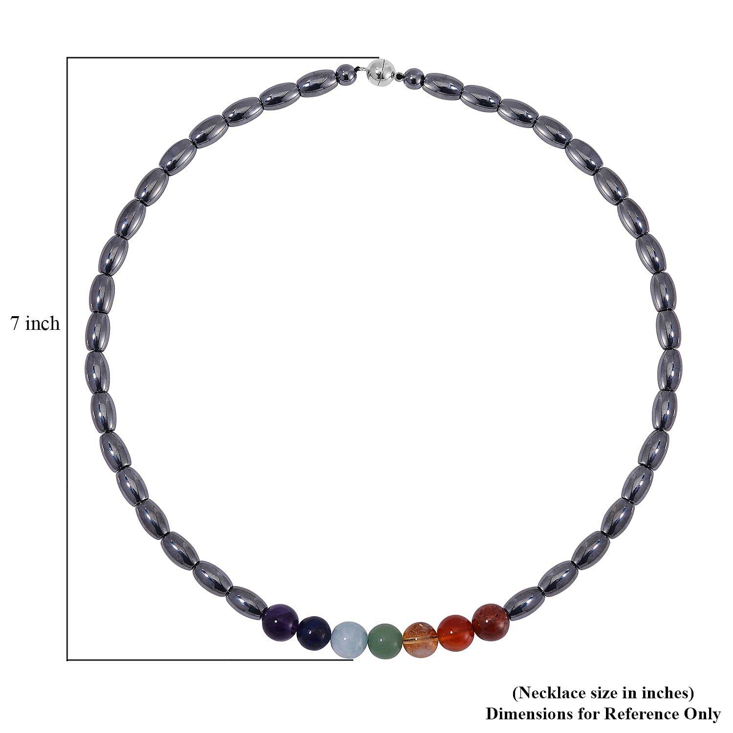 Seven Chakra Terahertz Beaded Necklace 20 Inches in Rhodium Over Sterling Silver 210.00 ctw