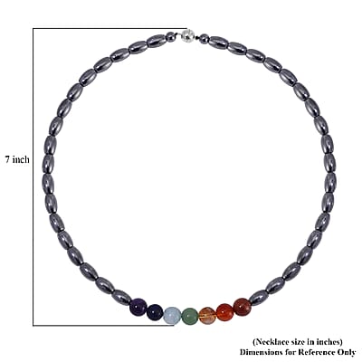 Seven Chakra Terahertz Beaded Necklace 20 Inches in Rhodium Over Sterling Silver 210.00 ctw