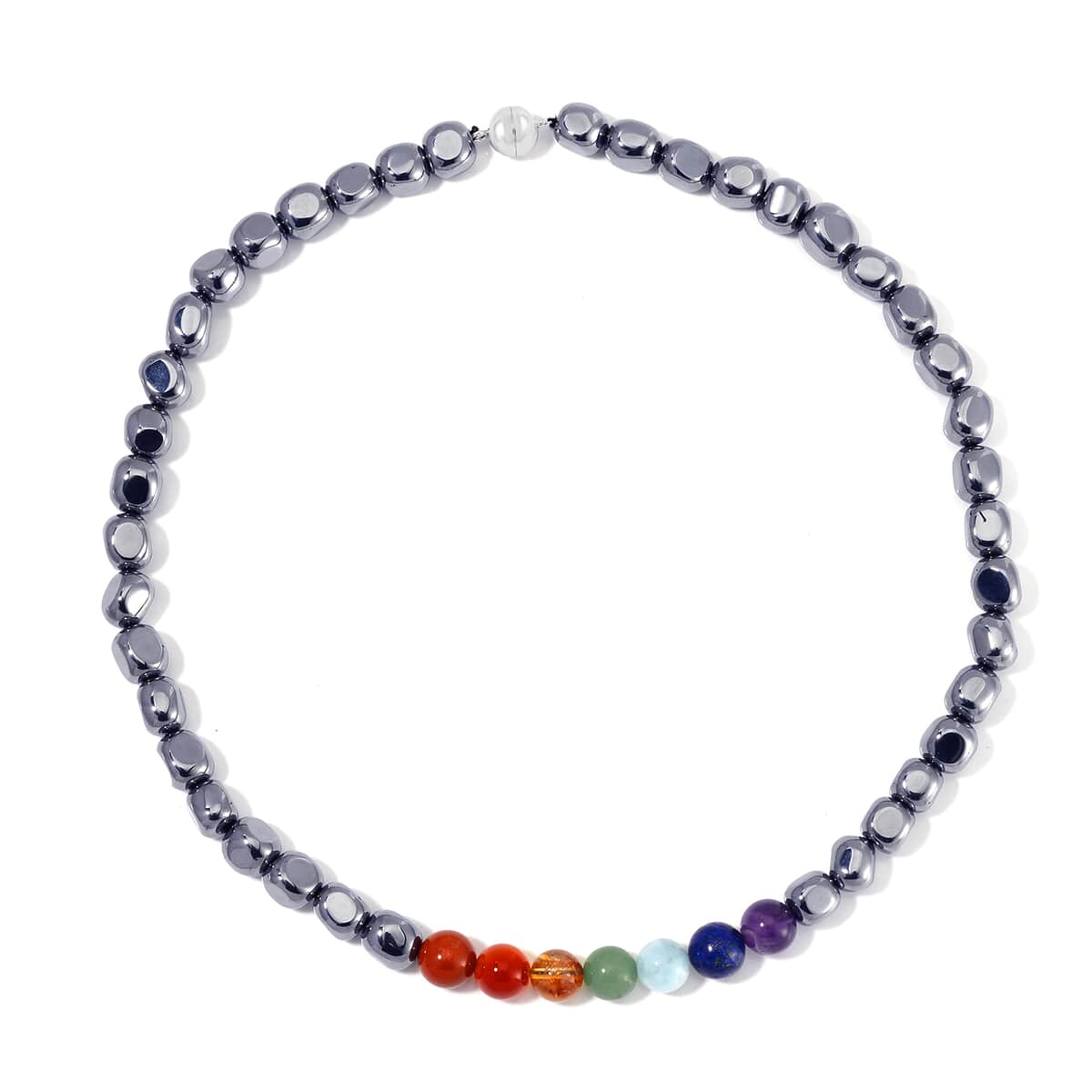 Seven Chakra Terahertz Beaded Necklace 20 Inches in Rhodium Over Sterling Silver 310.00 ctw image number 2