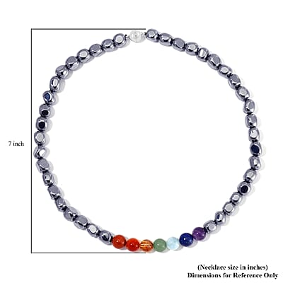 Seven Chakra Terahertz Beaded Necklace 20 Inches in Rhodium Over Sterling Silver 310.00 ctw
