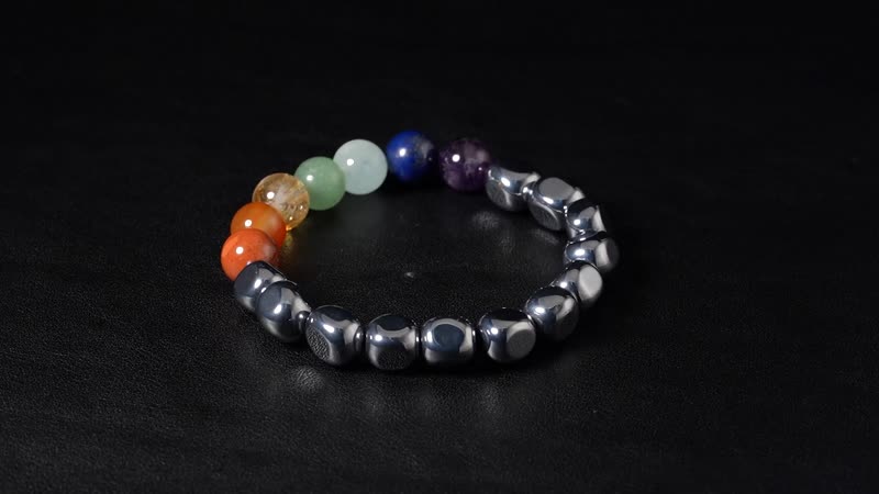 Seven Chakra Terahertz Beaded Beaded Stretch Bracelet 90.00 ctw