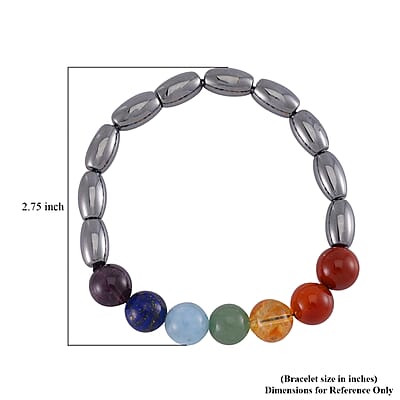 Seven Chakra Terahertz Beaded Beaded Stretch Bracelet 90.00 ctw