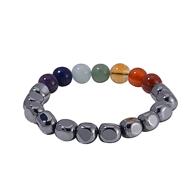 Seven Chakra Terahertz Beaded Stretch Bracelet 90.00 ctw