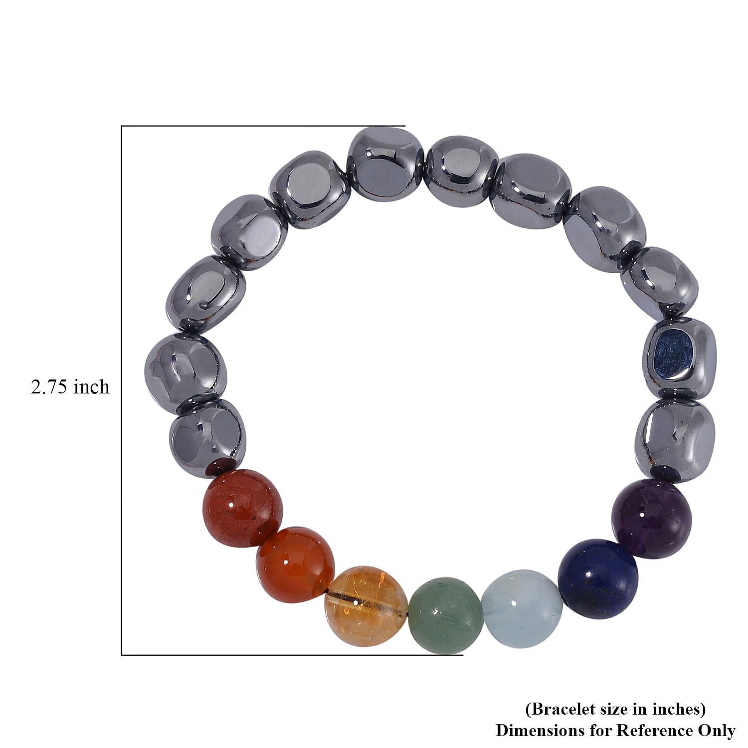 Seven Chakra Terahertz Beaded Stretch Bracelet 90.00 ctw