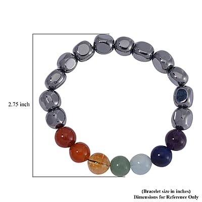 Seven Chakra Terahertz Beaded Stretch Bracelet 90.00 ctw