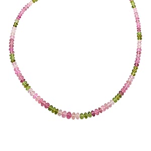 Luxoro 14K Yellow Gold Premium Multi-Tourmaline Beaded Necklace (18-20 Inches) 80.00 ctw