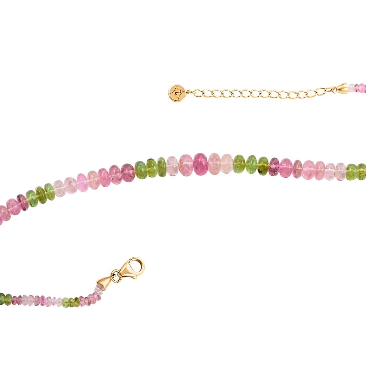 Luxoro 14K Yellow Gold Premium Calabar Multi-Tourmaline Beaded Necklace (18-20 Inches) 80.00 ctw image number 3