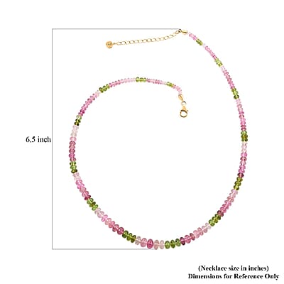 Luxoro 14K Yellow Gold Premium Multi-Tourmaline Beaded Necklace (18-20 Inches) 80.00 ctw