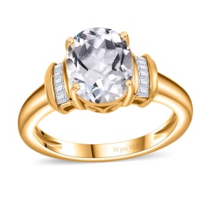 Brazilian Petalite and White Topaz Vintage Glamour Ring in 18K Vermeil Yellow Gold Over Sterling Silver (Size 6.0) 2.65 ctw 